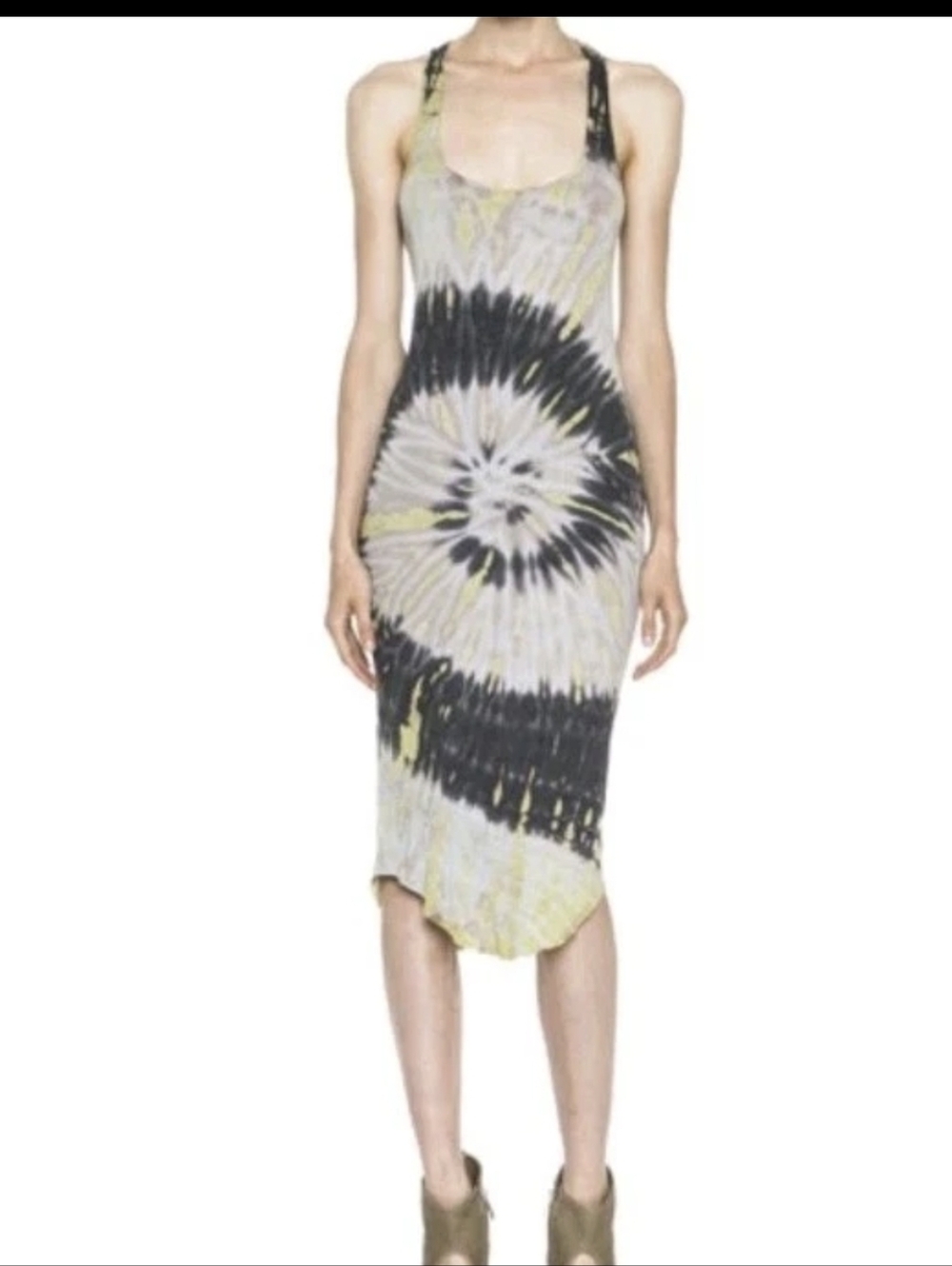 Raquel Allegra Tie Dye Deconstructed Cotton-Blend Rib Tank Dress Size 1